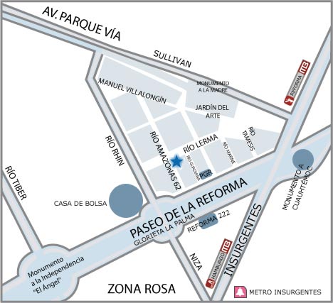 Mapa de ubicación de las oficinas de DICOPPU